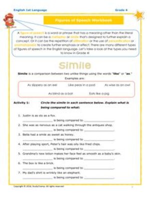 cover image of Grade 4 English: Figures of Speech